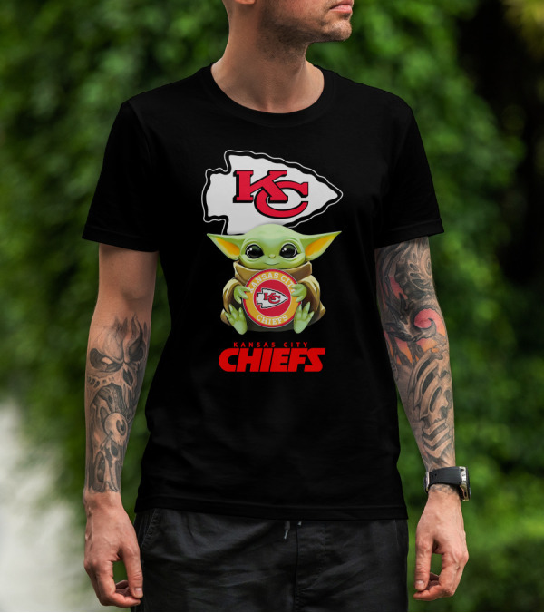 Grogu Hugging Kansas City Chiefs Logo Chiefs Icons T-Shirt