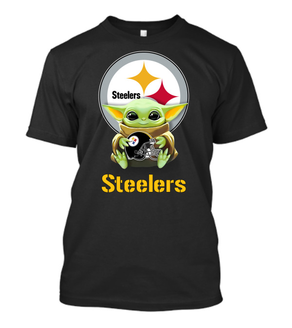 Grogu Holding Pittsburgh Steelers Helmet With Team T-Shirt
