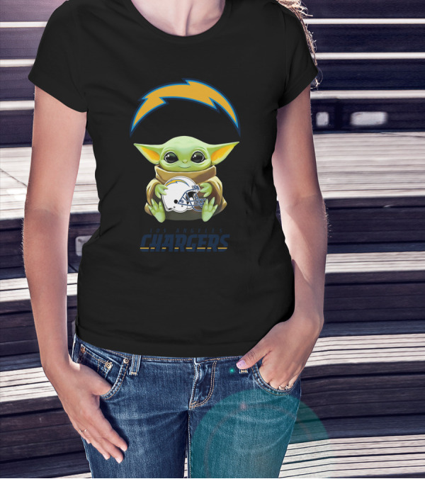 Grogu Hug Los Angeles Chargers Helmet T-Shirt
