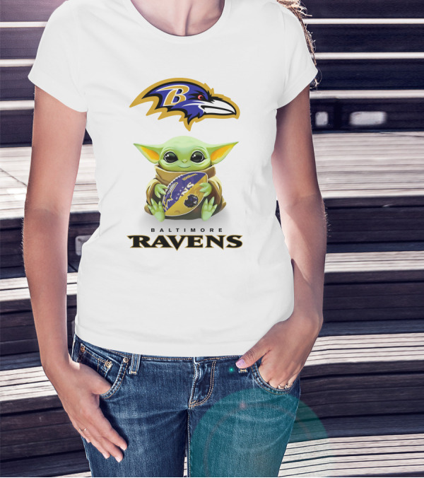 Grogu Hug Baltimore Ravens Football Helmet Baltimore Ravens T-Shirt