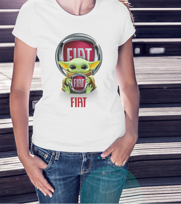 Grogu Hug Fiat Logo Display T-Shirt