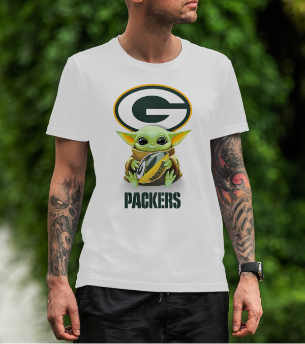 Grogu Hug Packers Green Bay Football Tailgate White T-Shirt