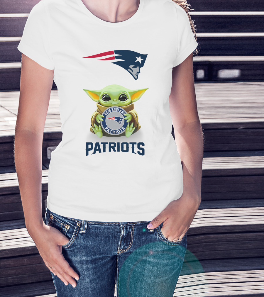 Grogu Holding New England Patriots Emblem T-Shirt