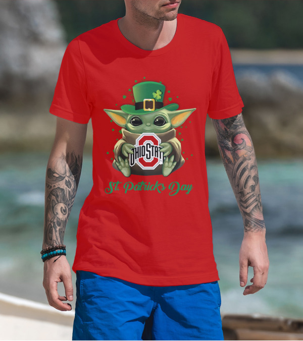 Ohio State Buckeyes Baby Yoda St. Patrick's Day T-Shirt