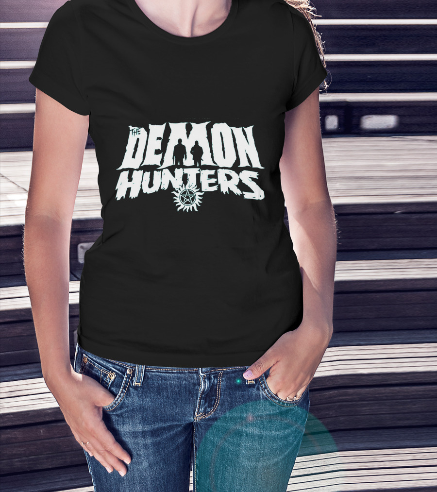 The Demon Hunters Silhouette Sun Symbol B&W T-Shirt