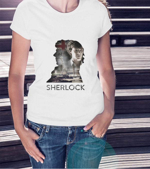 Sherlock 221B London Silhouette Union Jack T-Shirt