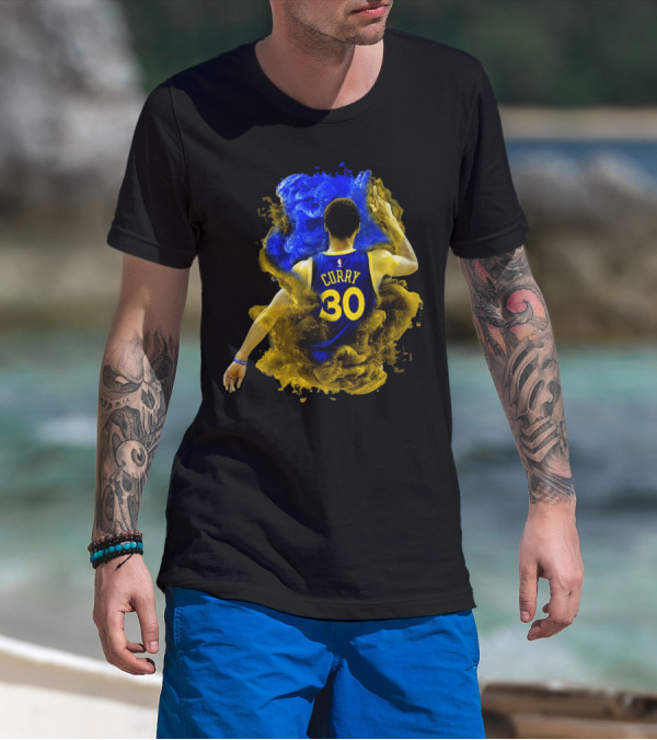 Stephen Curry 30 Blue Yellow Burst T-Shirt
