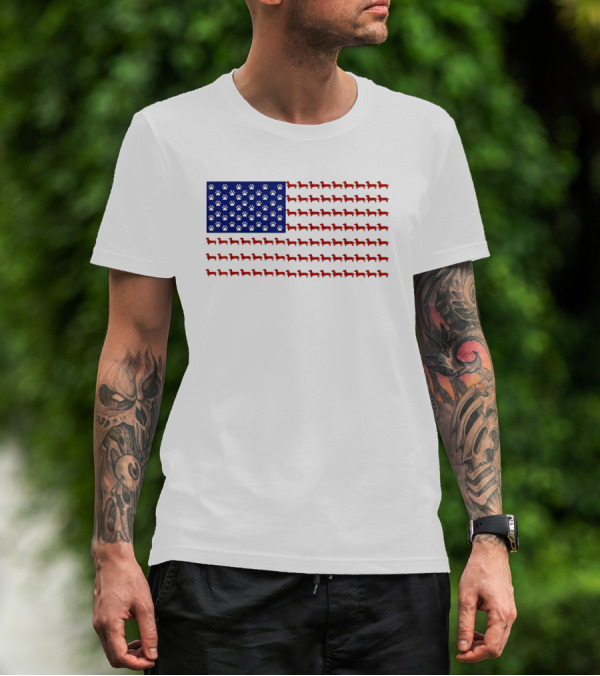 Patriotic Dachshund American Flag Independence Day Paws T-Shirt