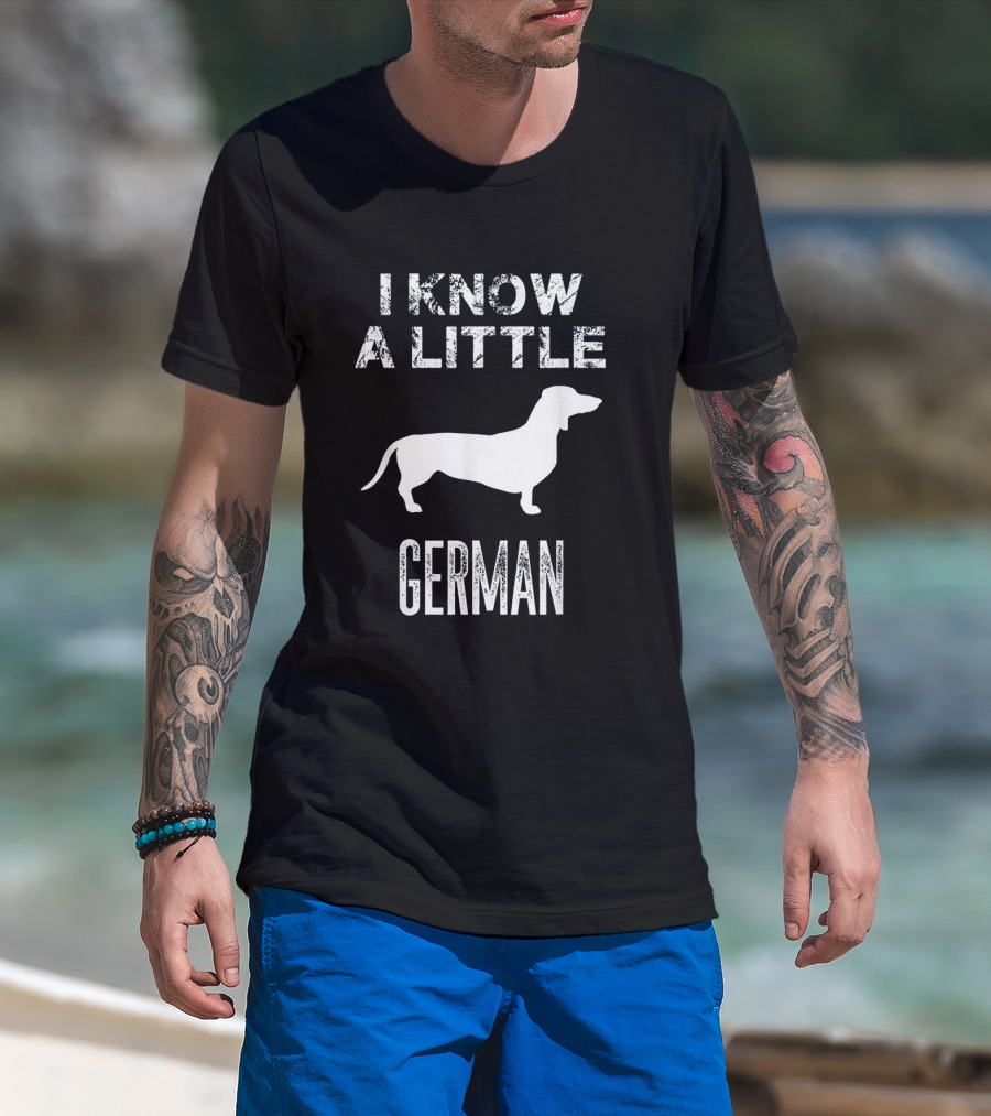 I Know A Little German Dachshund Silhouette Fun Play On Words T-Shirt