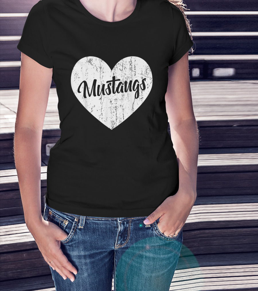 Mustangs Heart School Sports Fan Team Spirit Mascot T-Shirt