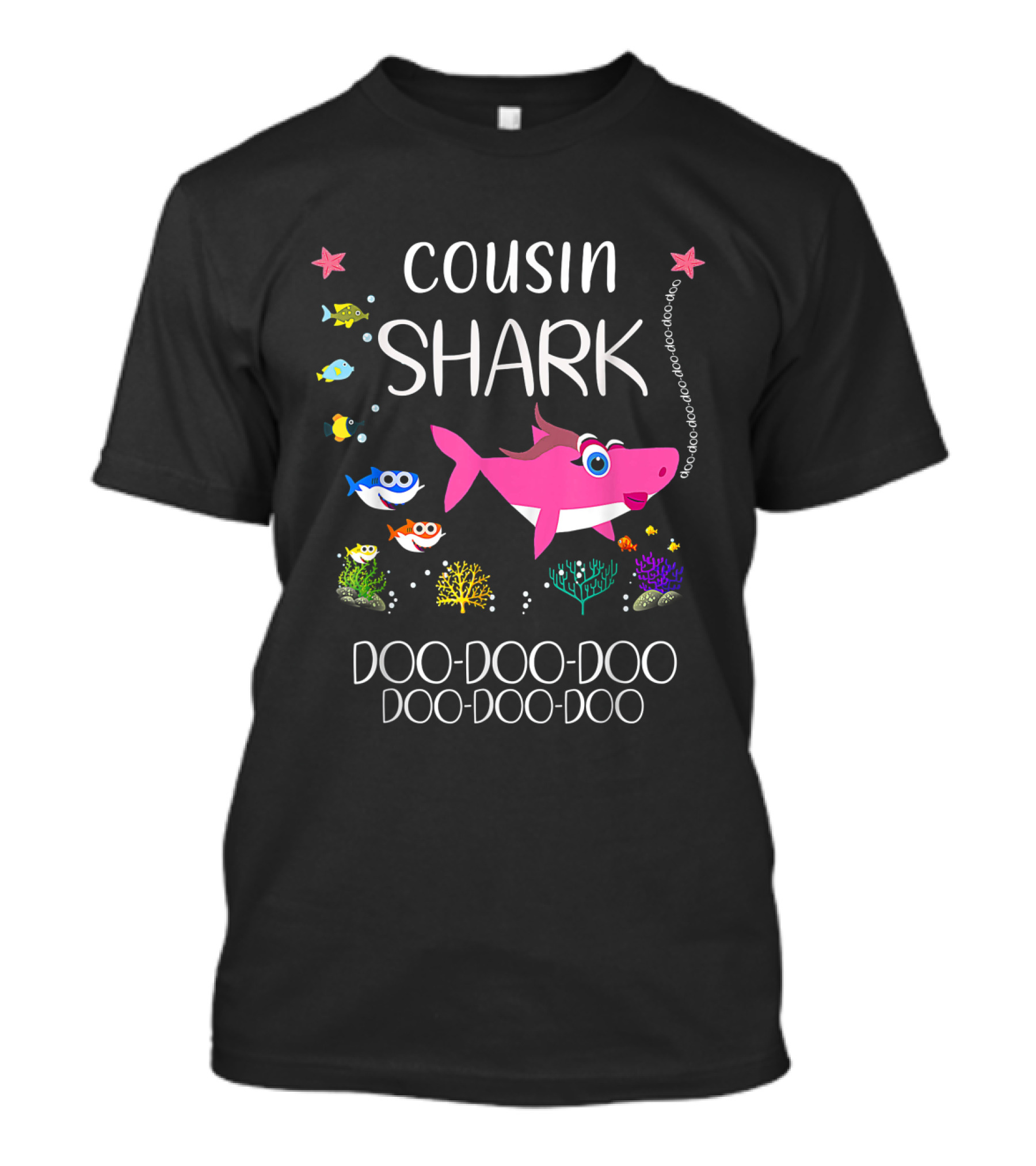 Cousin Shark Pink Cartoon Fish Doo Doo Family Matching Ocean T-Shirt