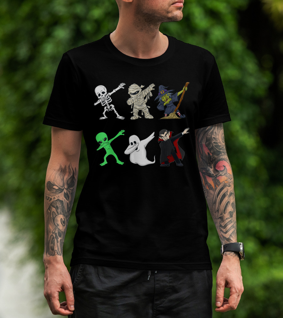 Skeleton Mummy Witch Alien Ghost Vampire Dabbing Monsters T-Shirt