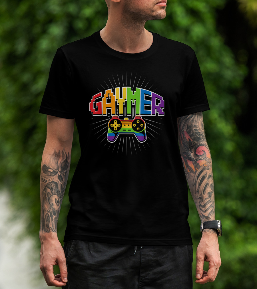 Threadrock Men's Gaymer Rainbow Love Controller Pride T-Shirt