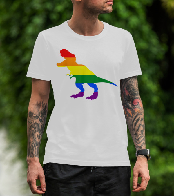 Dino Pride Rainbow Flag LBGT T-Rex Pride Month T-Shirt