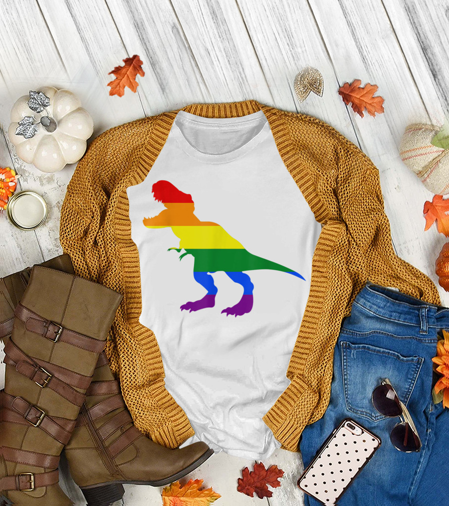 Dino Pride Rainbow Flag LBGT T-Rex Pride Month T-Shirt