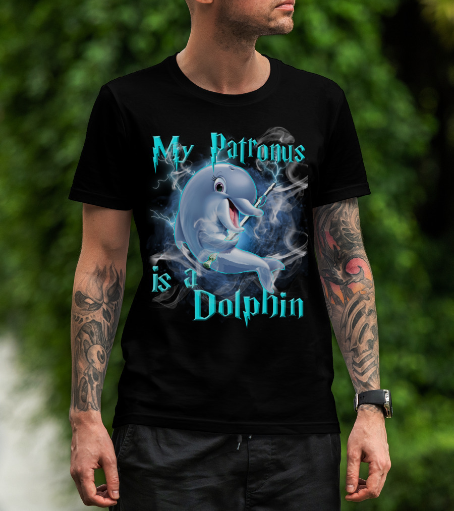 My Patronus Is A Dolphin Magic Parody Lightning T-Shirt