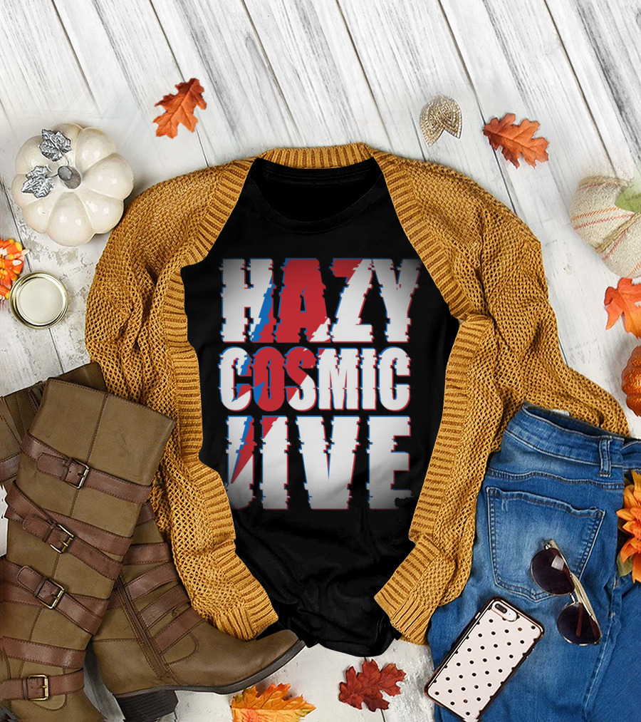 Hazy Cosmic Jive Ziggy Stardust Style Lightning Bolt T-Shirt