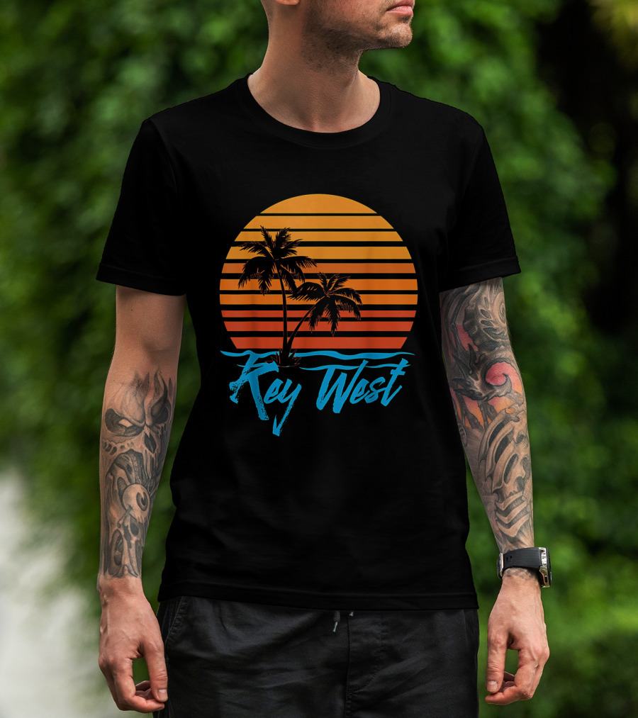 Key West Sunset Palm Trees Beach Vacation Tourist Retro Tropical T-Shirt