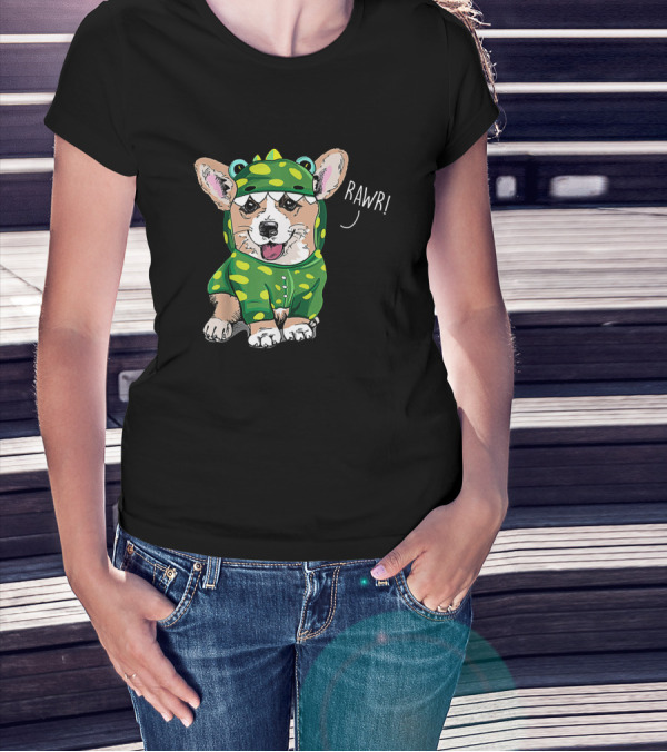 Rawr Welsh Corgi Dressed As Dinosaur Costume Rex T-Shirt