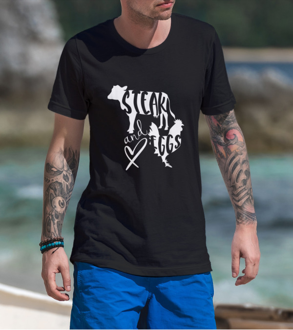 Steak And Eggs Funny Keto Low Carb Cow And Chicken T-Shirt