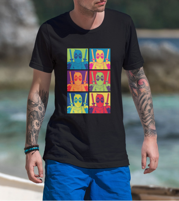 Marvel Deadpool Pop Art Colorful Square Box Repeat T-Shirt