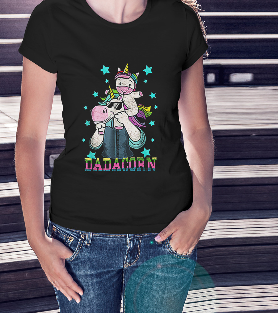 Dadacorn Funny Unicorn With Cool Sunglasses And Rainbow Horn Magic T-Shirt