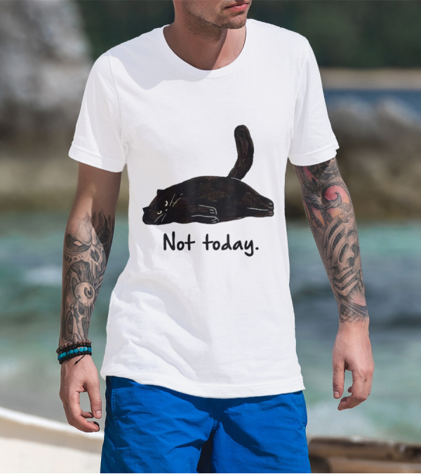 Not Today Black Cat Funny Design For Lazy Cat Lovers T-Shirt