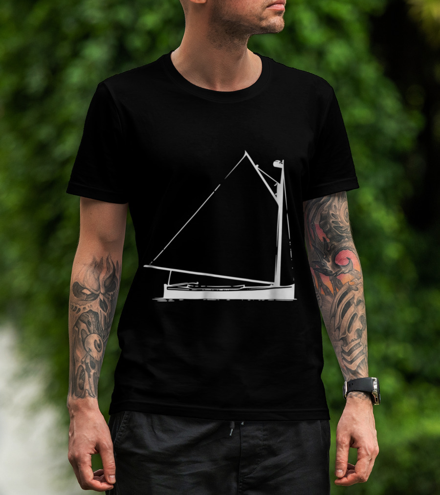 Classic Hand Drawn Cat Boat With Detailed Sailing Elements T-Shirt