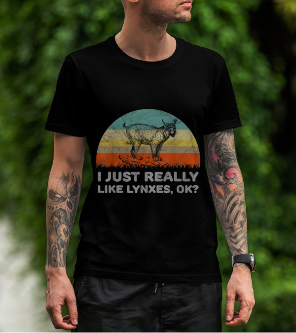I Just Really Like Lynxes OK Vintage Sunset T-Shirt