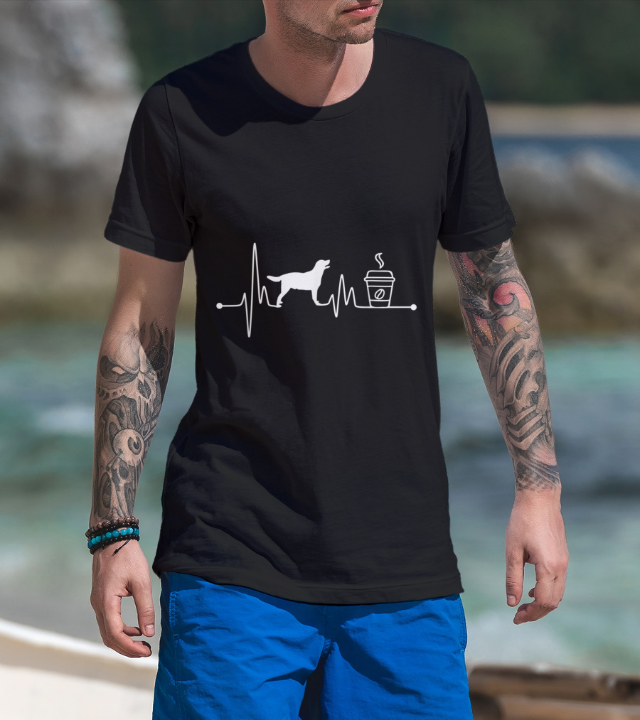 Labrador Retriever Heartbeat Coffee Lover Lab Dog EKG T-Shirt
