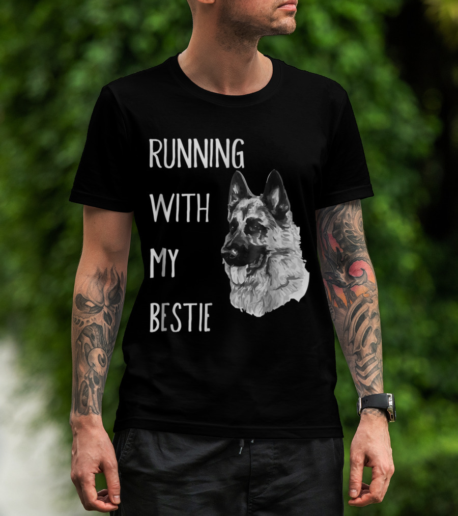 Running With My Bestie German Shepherd Dog For Runners T-Shirt
