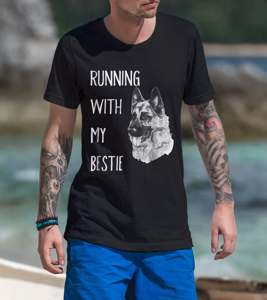 Running With My Bestie German Shepherd Dog For Runners T-Shirt
