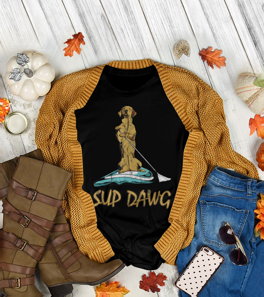 SUP DAWG Stand Up Paddle Board Surfing Dog T-Shirt
