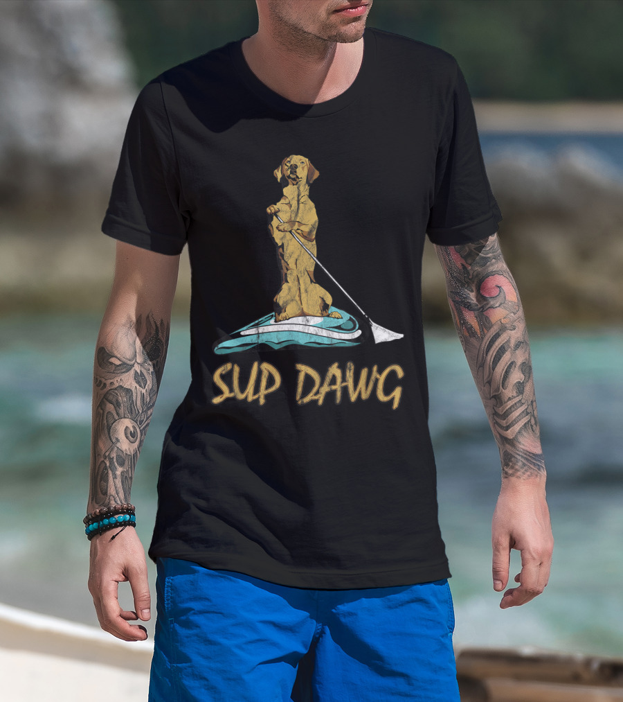 SUP DAWG Stand Up Paddle Board Surfing Dog T-Shirt