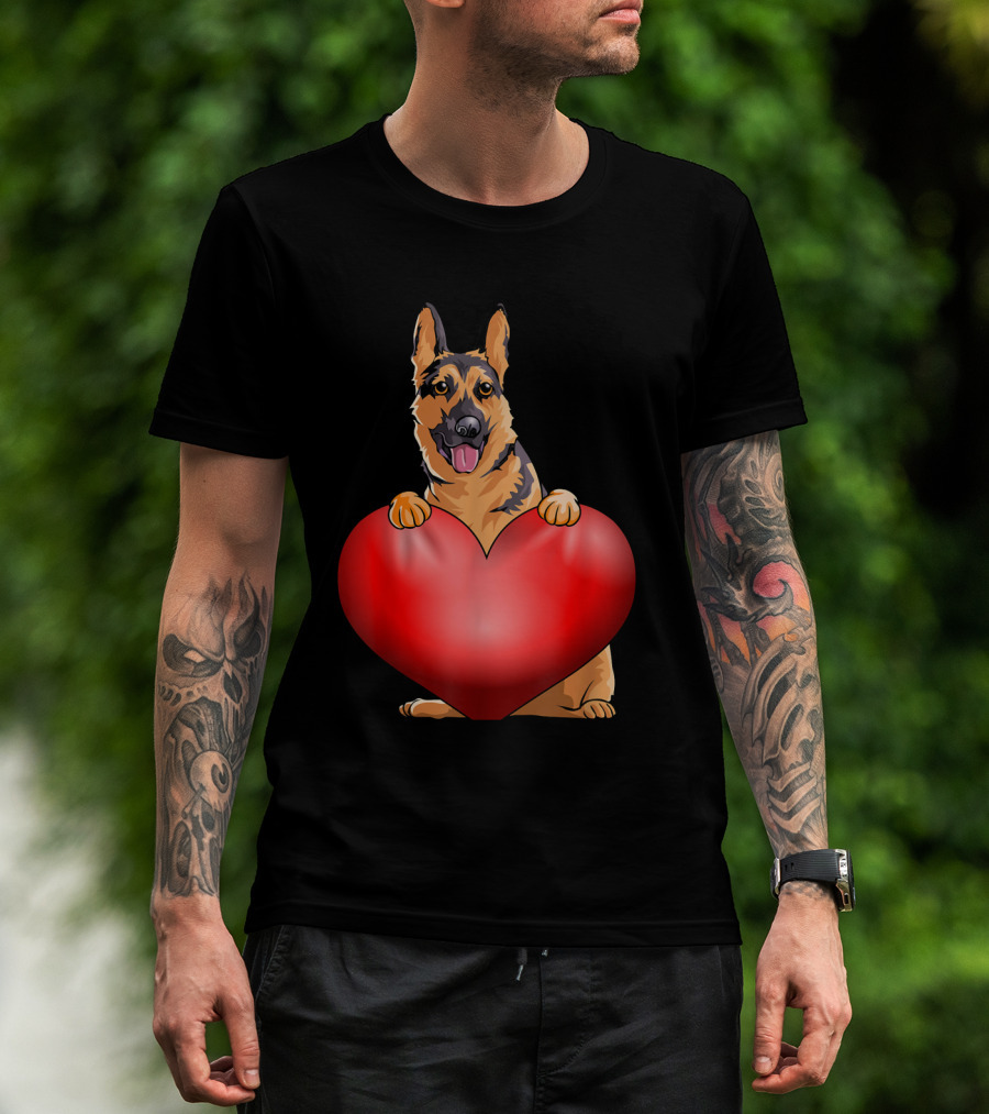 Valentines Day German Shepherd Heart Dog For Women And Men T-Shirt