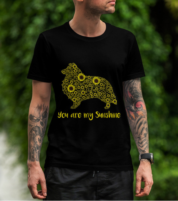You Are My Sunshine Sunflower Sheltie Silhouette Mom Mama Lover T-Shirt