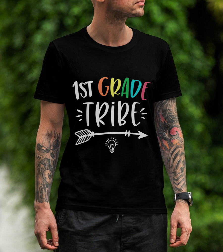 1st Grade Tribe Teacher Back To School Arrow And Lightbulb T-Shirt