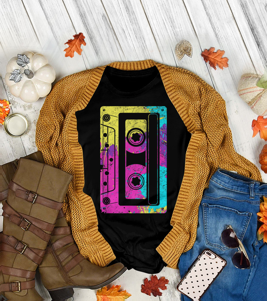 Cassette Tape Mixtape Music 80s and 90s Retro Colorful T-Shirt