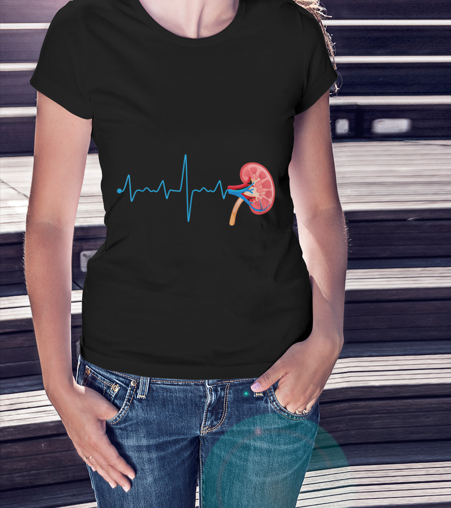 Dialysis Technician Nurse Kidney Heartbeat Pulse EKG Line T-Shirt