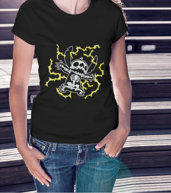 Disney Stitch Skeleton Electric Shock T-Shirt