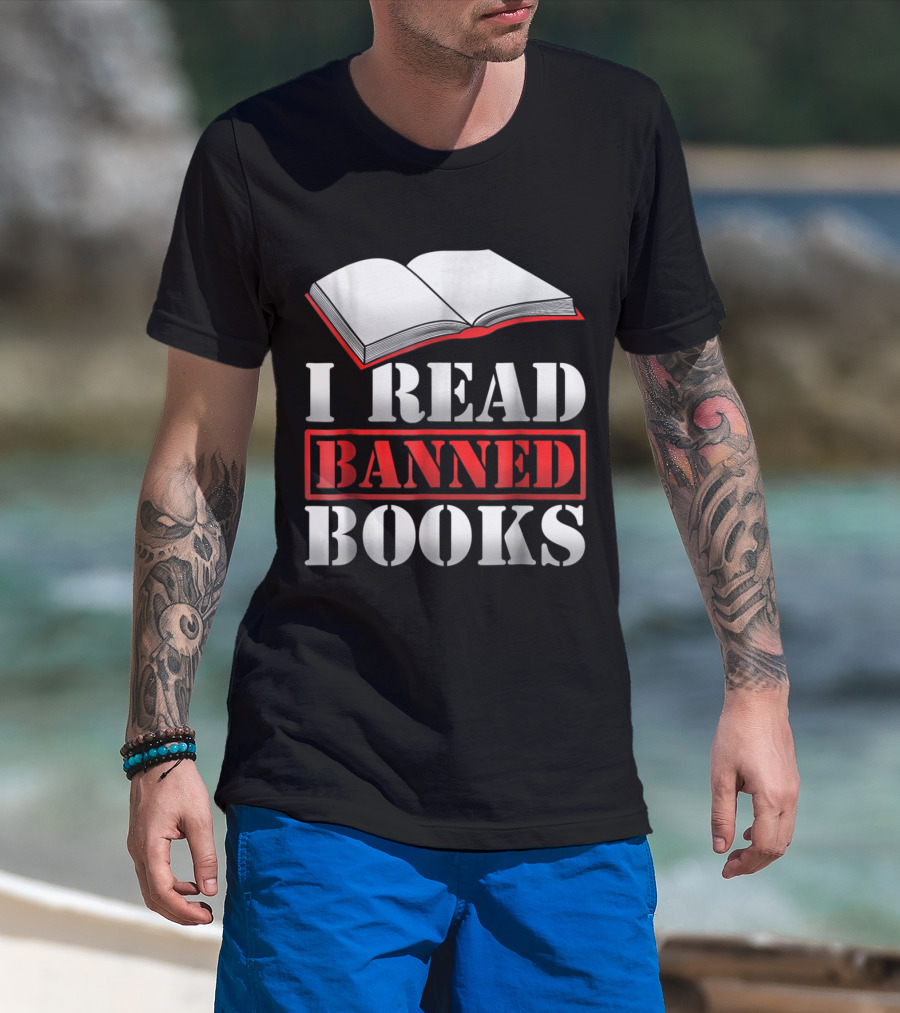 I Read Banned Books Open Book Icon Novelty Readers T-Shirt