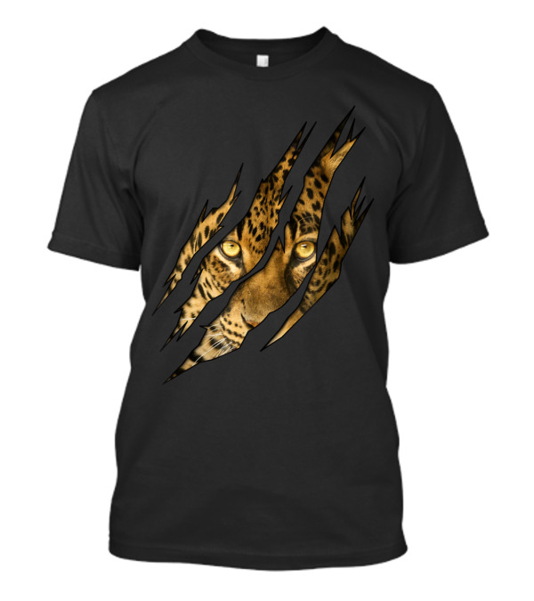 Leopard Cheetah Tiger Leopard Face Lion Cat Scratch Eyes T-Shirt