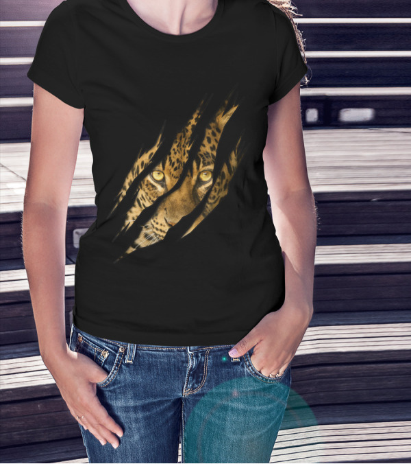 Leopard Cheetah Tiger Leopard Face Lion Cat Scratch Eyes T-Shirt