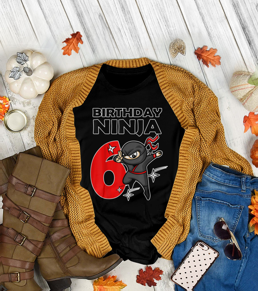 Birthday Ninja 6 Year Old Birthday T-Shirt