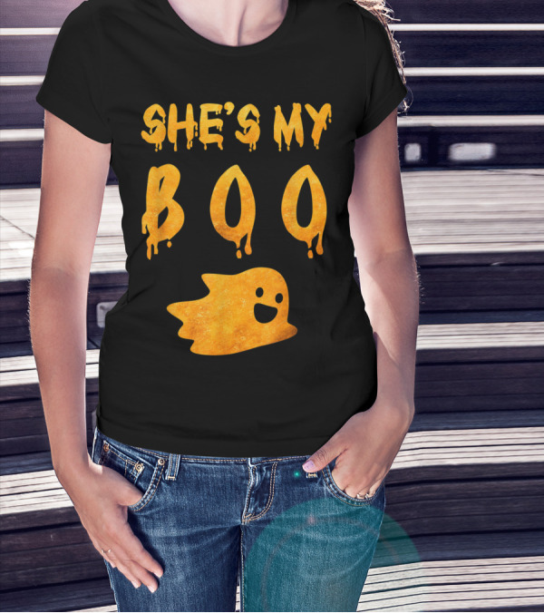 She's My Boo Halloween Funny Ghost Couples T-Shirt