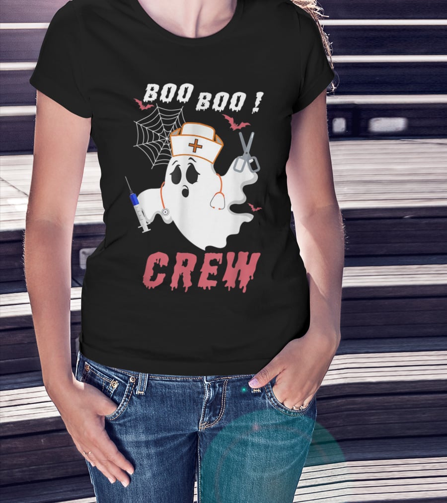 Boo Boo Crew Nurse Ghost Halloween Nurse Costume T-Shirt
