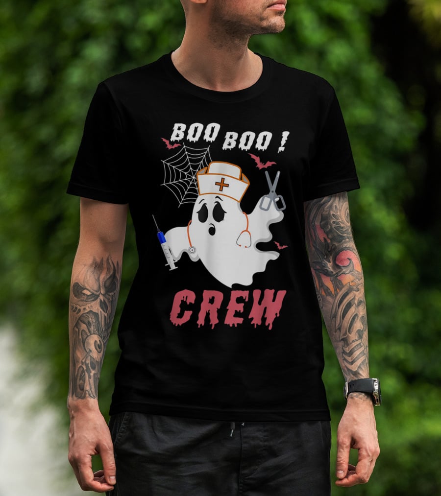 Boo Boo Crew Nurse Ghost Halloween Nurse Costume T-Shirt
