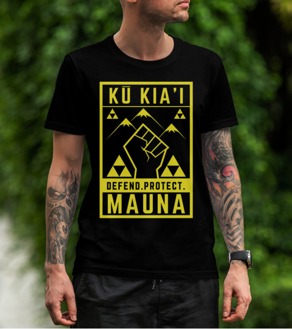 Kū Kia'i Mauna Defend Protect Fist And Mountain Symbols T-Shirt