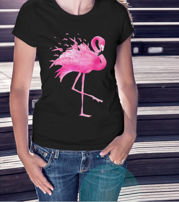 Flamingo Breast Cancer Awareness Pink Ribbon Funny October T-Shirt