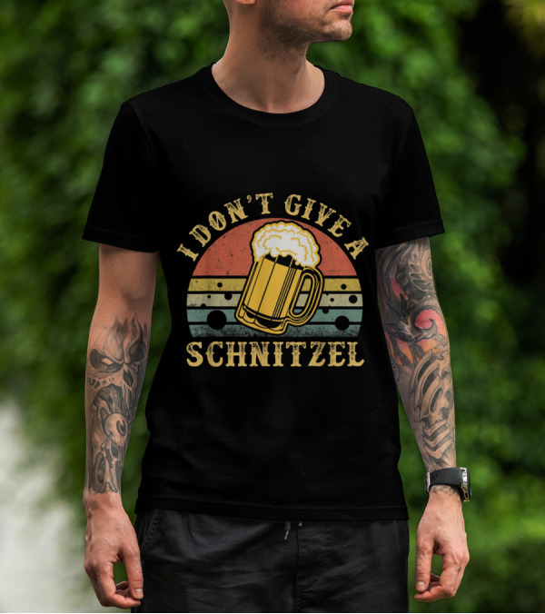 I Don't Give A Schnitzel Oktoberfest German Beer Mug Retro Sunset T-Shirt